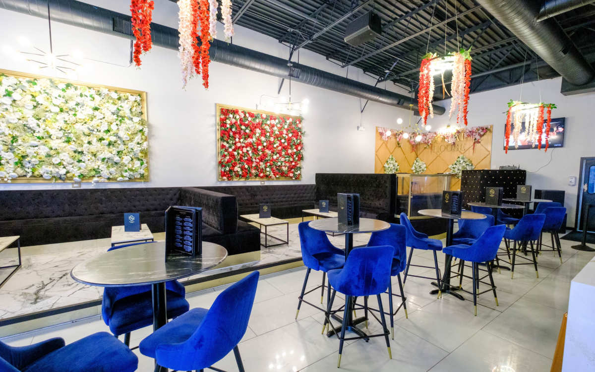 River Oaks Upscale Lounge with Beautiful Flower Walls, Houston, TX