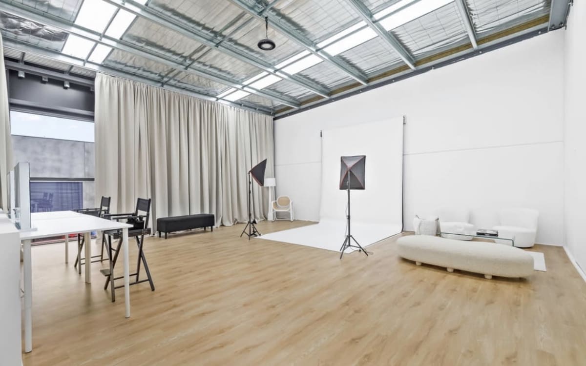 Modern space featuring natural lighting, a range of backdrops and bespoke furniture., Thomastown