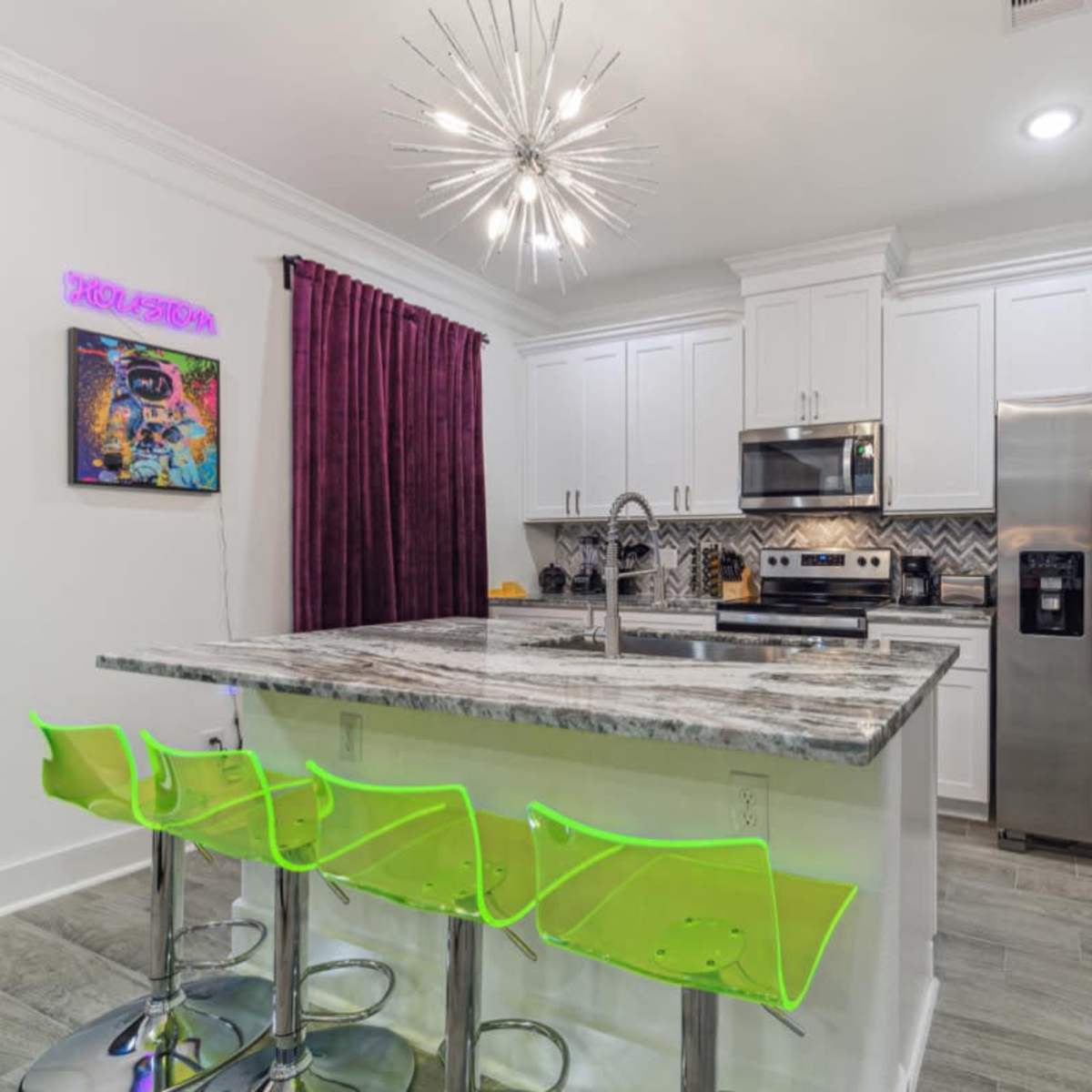 Urban modern townhome with views of the industrial train yard and