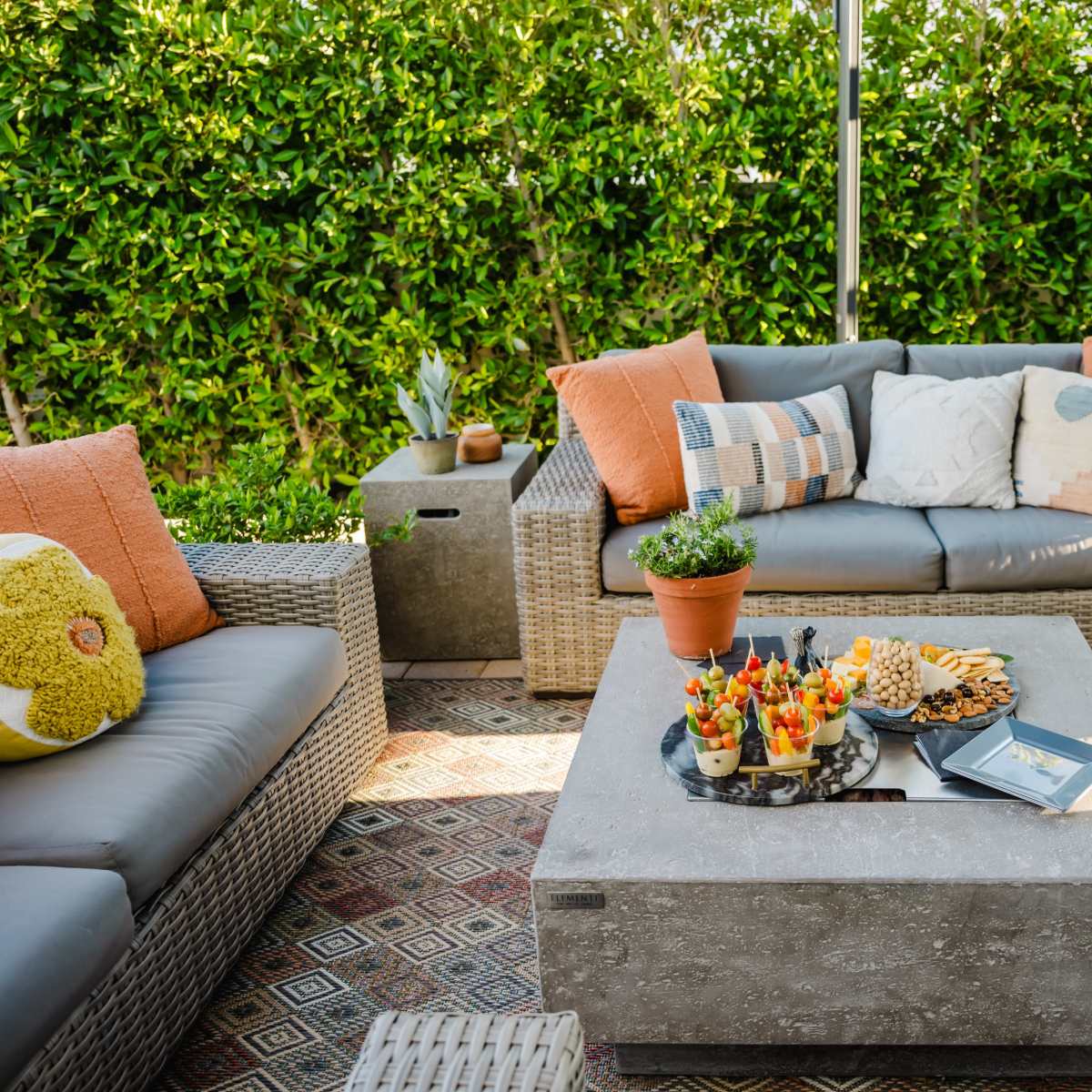 Outdoor Spanish Style Courtyard with Dining and Social Spaces, Los