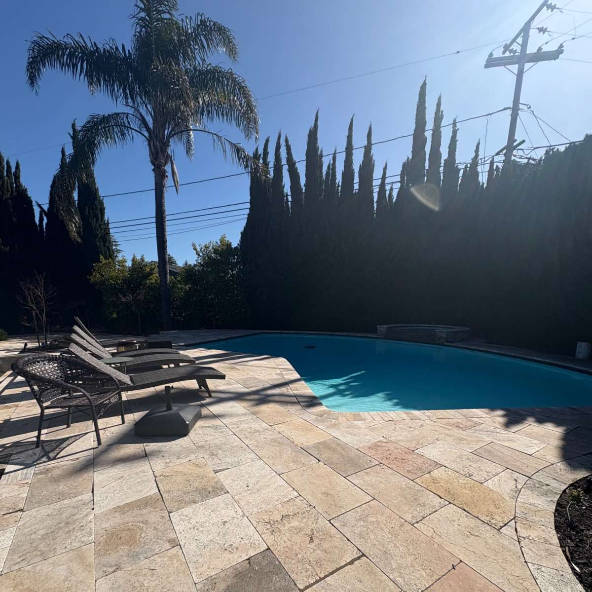 Gorgeous backyard with pool and hot tub. in Mountain View Image in Rex Manor, Mountain View, CA