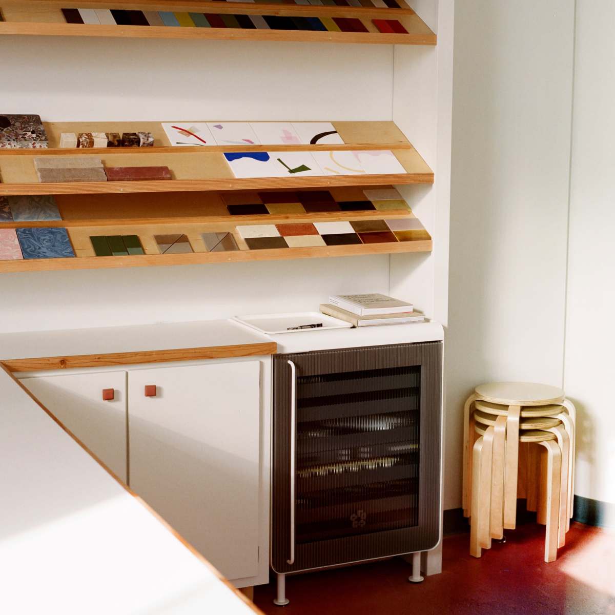 Material Library Studio Flooded in Natural Light with Glass Brick
