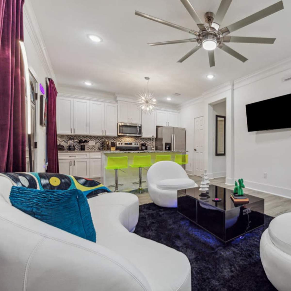 Urban modern townhome with views of the industrial train yard and