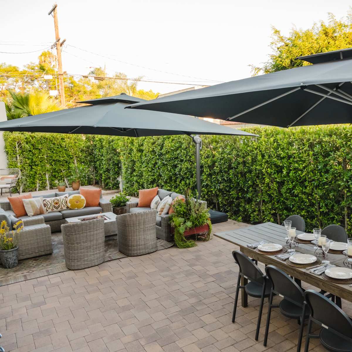 Outdoor Spanish Style Courtyard with Dining and Social Spaces, Los