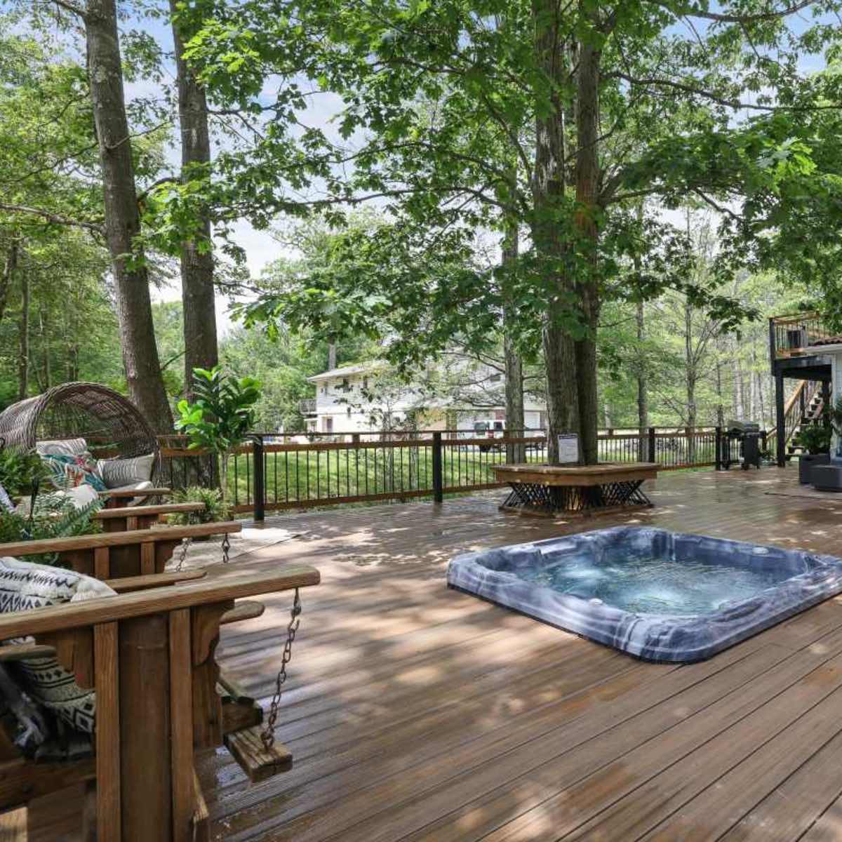 Poconos Villa with Large decks, hot tub, fire pit. in Tobyhanna Image in Coolbaugh Township, Tobyhanna, PA