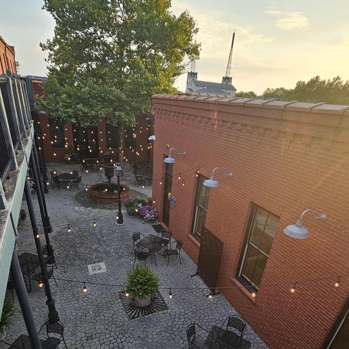 Private Courtyard with seating for 60 plus in St Charles Image in New Town at St. Charles, St Charles, MO
