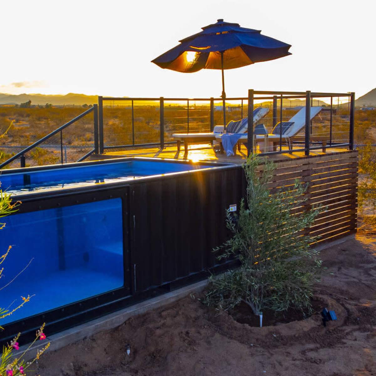 Luxury Desert Home with Shipping Container Pool on 5 Acre Lot, Yucca ...