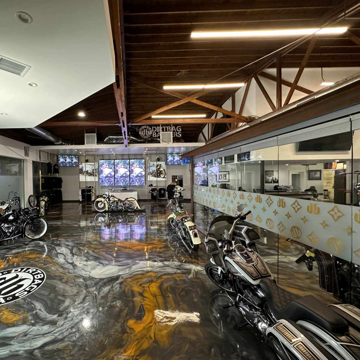 Luxurious Custom Motorcycle Shop Offering the Most High End Harley Davidson Builds in the Industry. Multiple Shooting Locations High Ceilings Ample