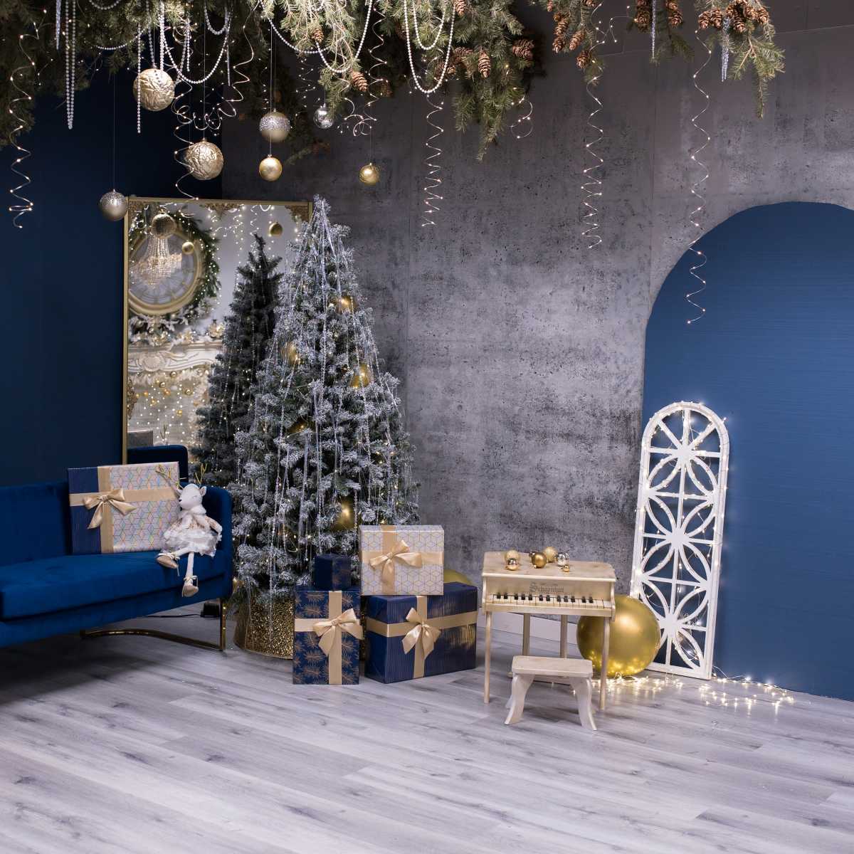 Christmas Elegant Royal Blue  Photo Studio with Luxe Golden Decor in Vancouver Image in East Vancouver, Vancouver, BC