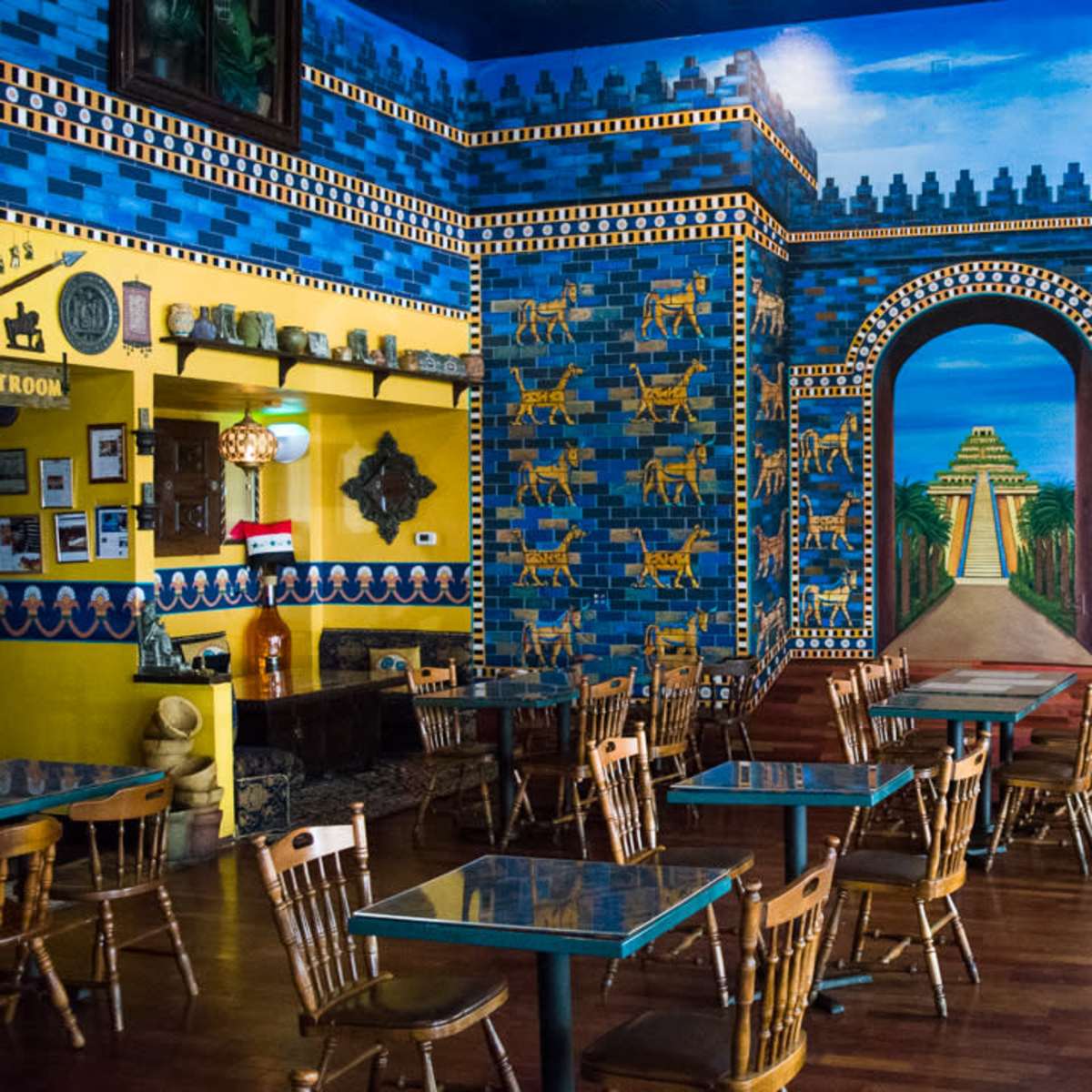Downtown Restaurant with Hand Painted Murals of Ancient Babylonia in Portland Image in Southwest Portland, Portland, OR