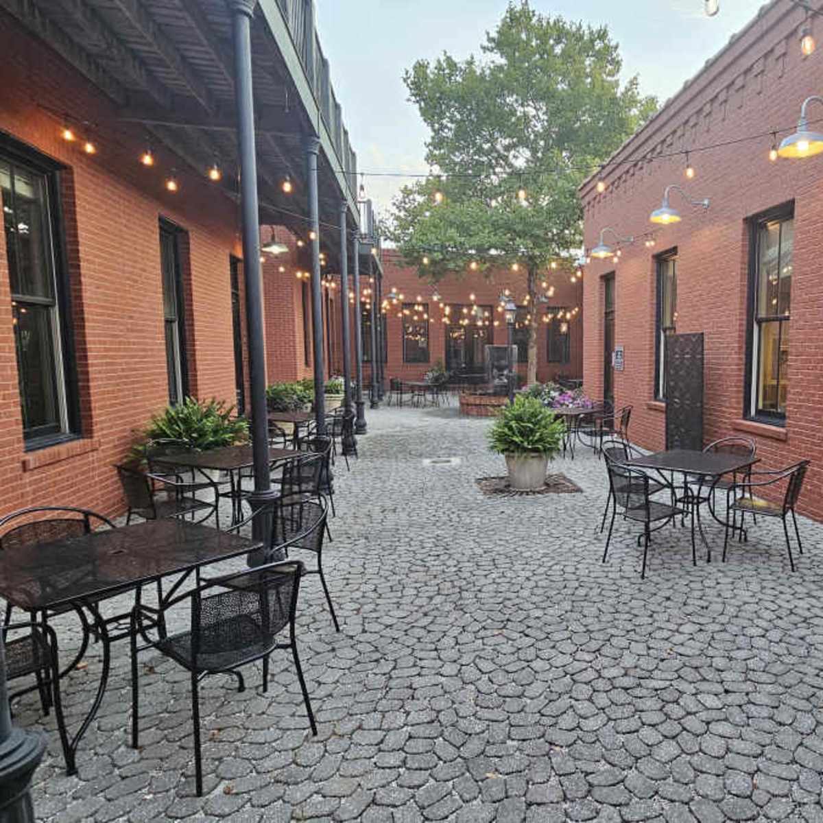 Private Courtyard with seating for 60 plus in St Charles Image in New Town at St. Charles, St Charles, MO