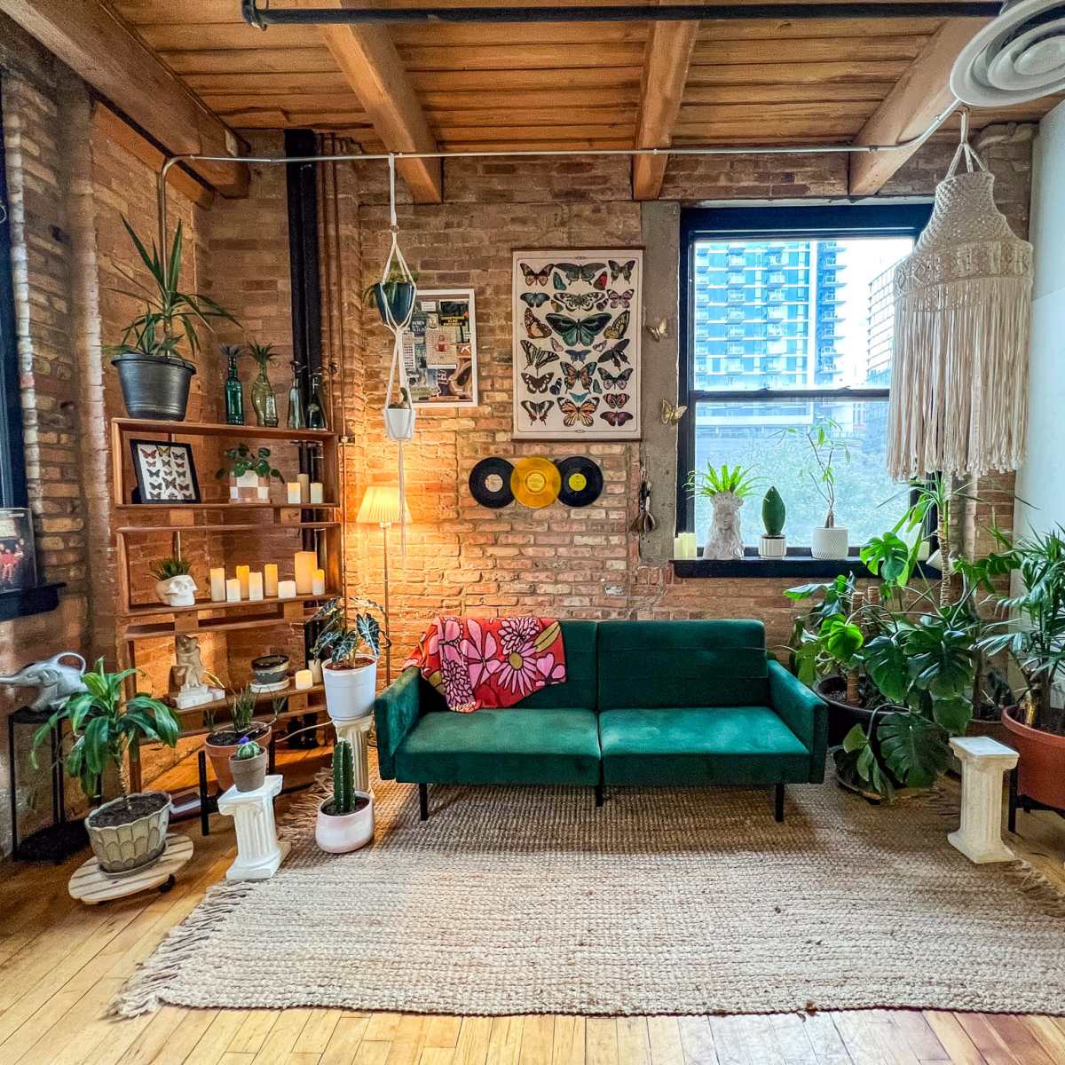 Sunbathed Urban Jungle Green Room for Interviews, Podcasting, Content Creation and Photo Studio in River North in Chicago Image in Near North Side, Chicago, IL