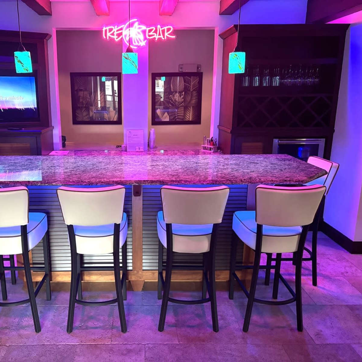 Private Expansive Club Lounge Swanky Happy Hour Reception Bar, Meeting w/ Sonos Music in Winter Park Image in Winter Park, Winter Park, FL