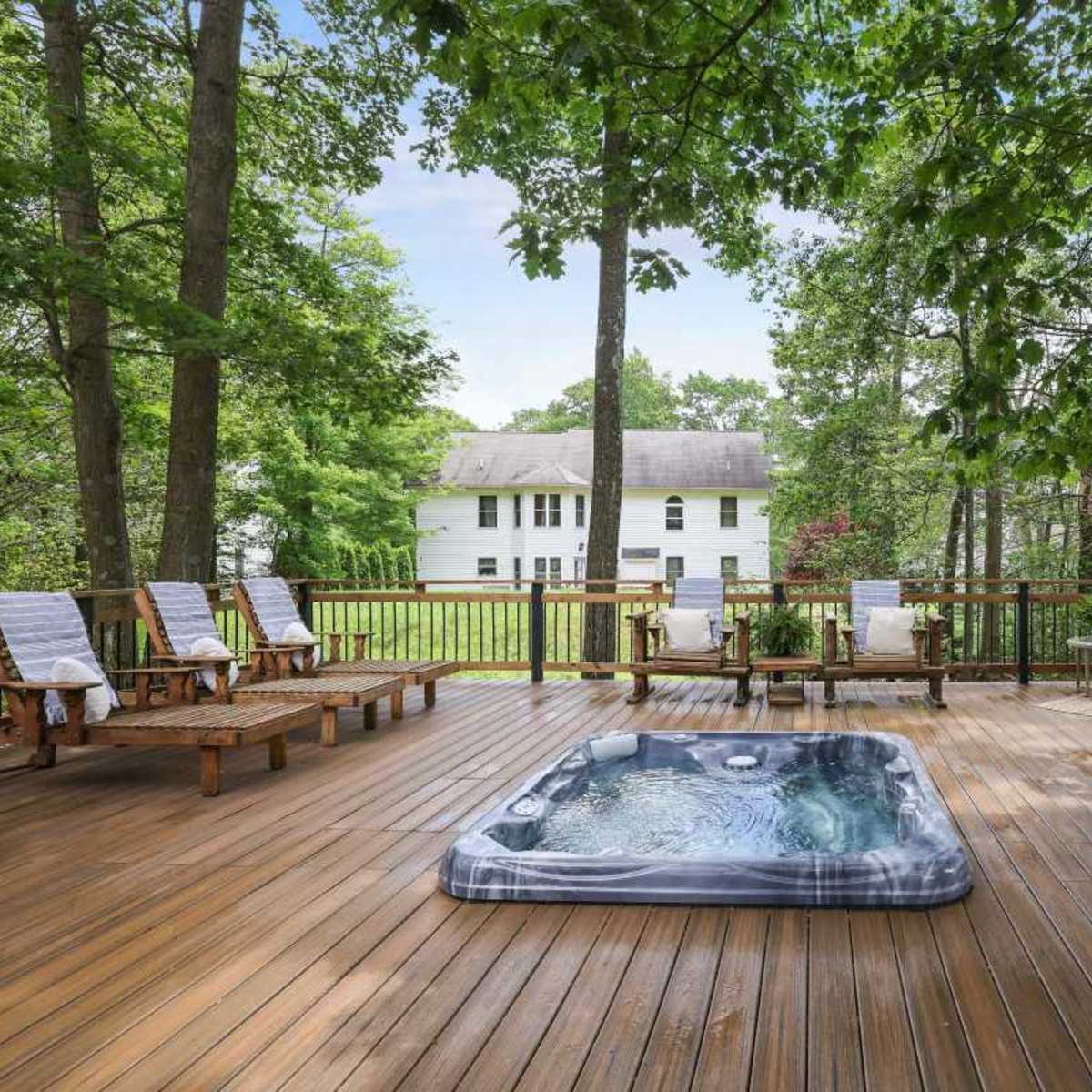 Poconos Villa with Large decks, hot tub, fire pit. in Tobyhanna Image in Coolbaugh Township, Tobyhanna, PA