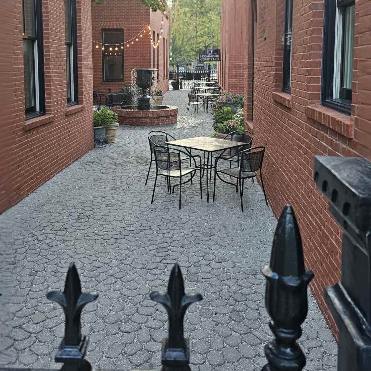 Private Courtyard with seating for 60 plus in St Charles Image in New Town at St. Charles, St Charles, MO