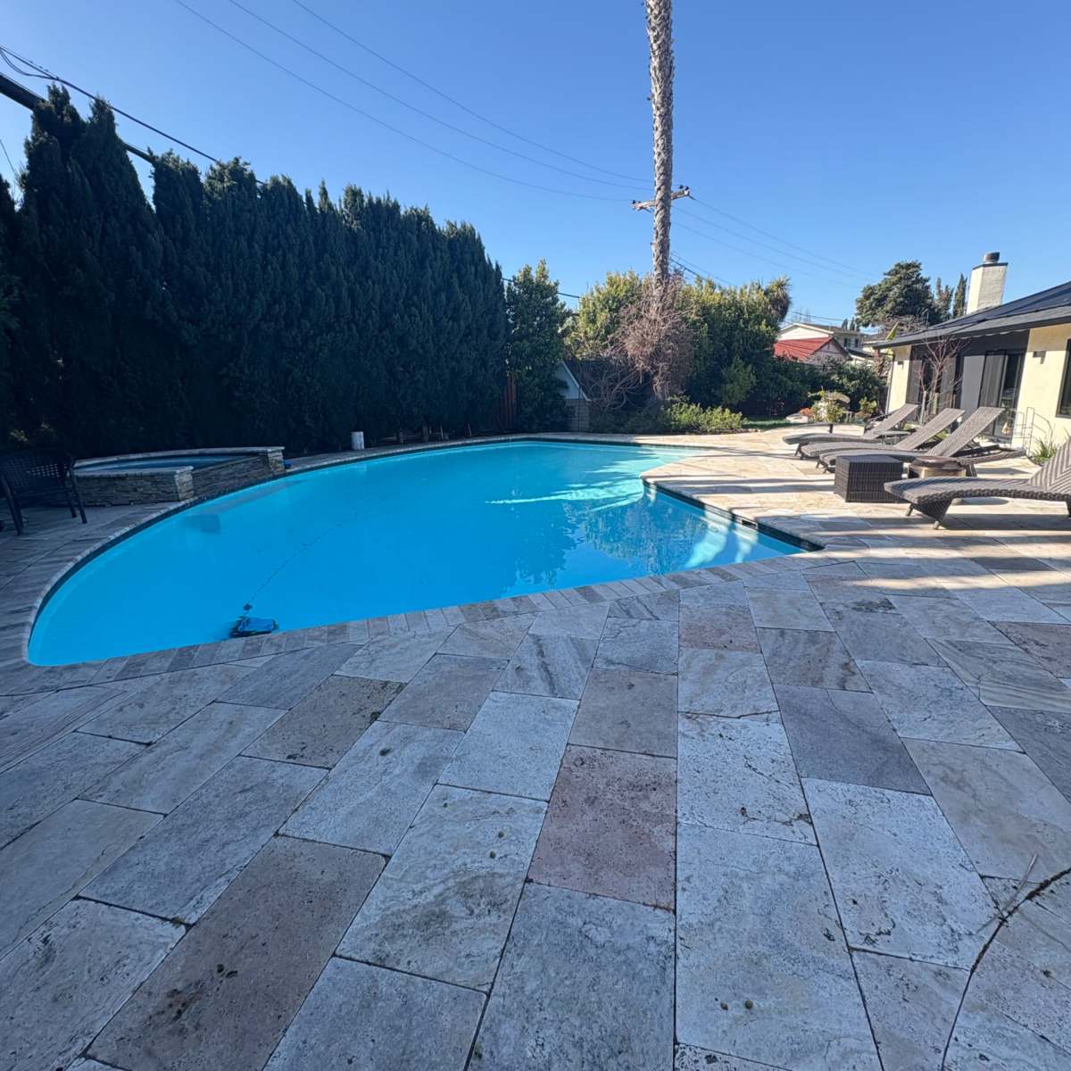 Gorgeous backyard with pool and hot tub. in Mountain View Image in Rex Manor, Mountain View, CA