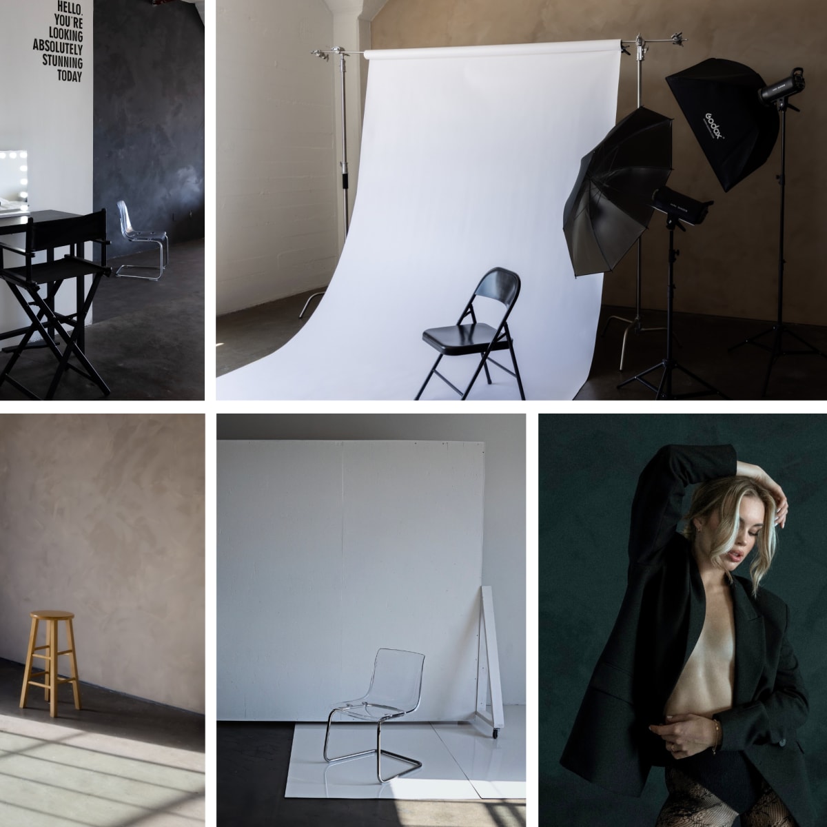 Natural Light Studio with Limewash Walls and Lighting Equipment | Skyline DTLA in Los Angeles Image in Central LA, Los Angeles, CA