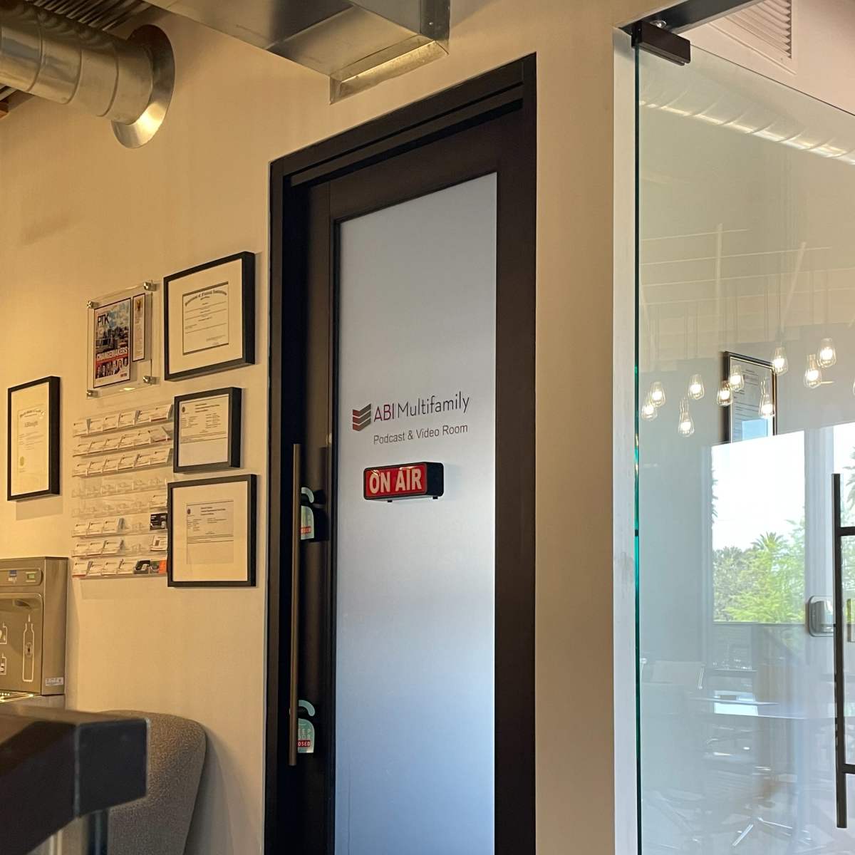 A Podcast Studio Uptown Phoenix 85014, modern set, 2nd flr w/ urban view, min blinds backdrop in Phoenix Image in Camelback East Village, Phoenix, AZ