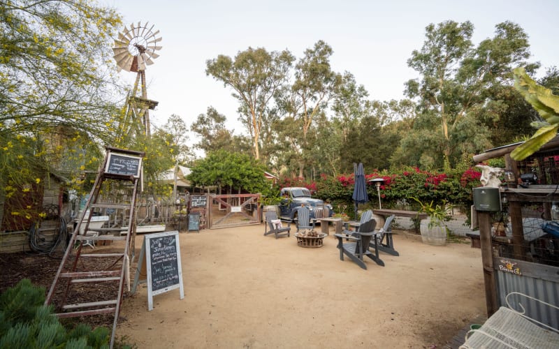 Rural Goat Farm with Yoga Area, Garden, Old Farm Equipment, with a