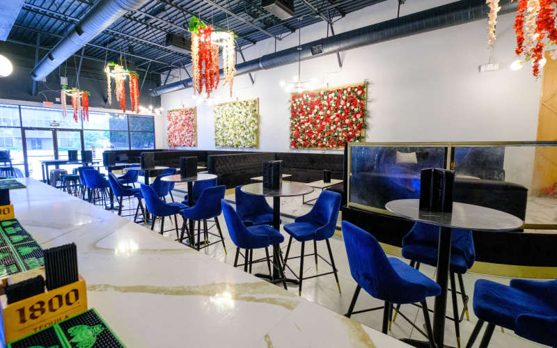 River Oaks Upscale Lounge with Beautiful Flower Walls, Houston, TX