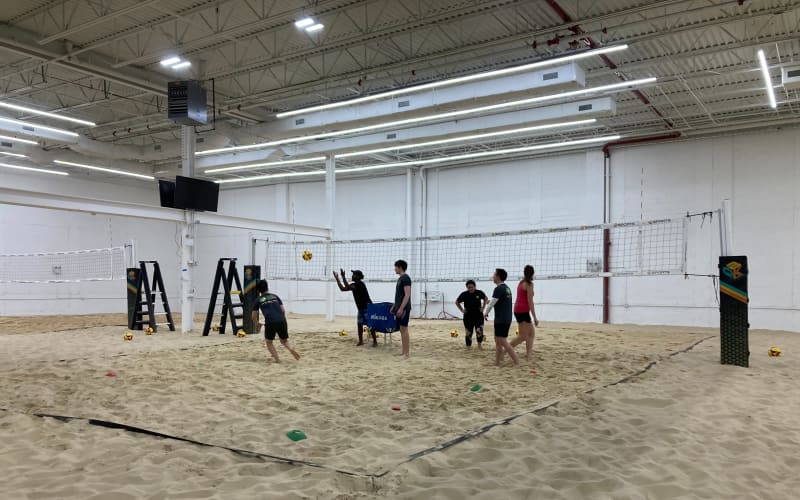 QBK Sports Indoor Beach Volleyball bar and lounge unique film and