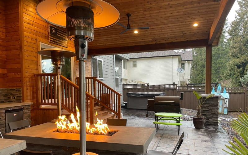 Outdoor Covered Patio Lounge Kitchen Fireplace, Gresham, OR Event