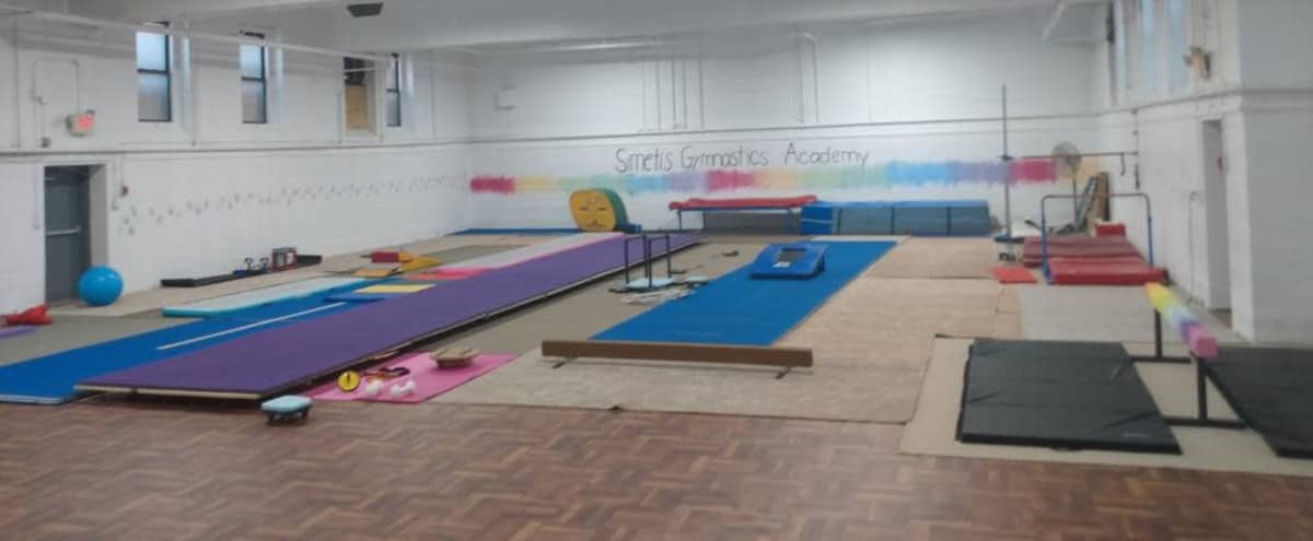 4500 sq ft gymnastics gym with stage and snack bar in Philadelphia Hero Image in Tacony, Philadelphia, PA