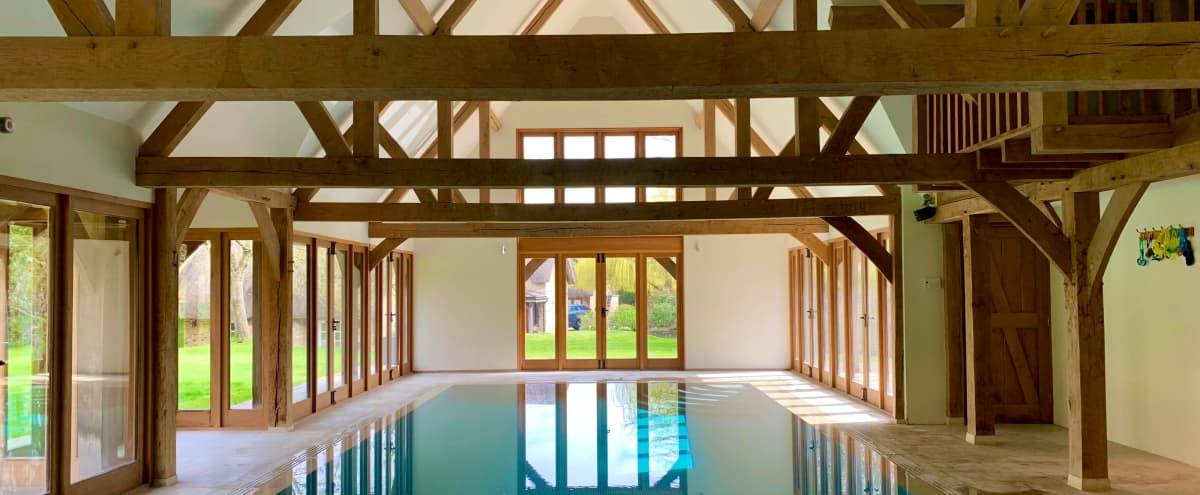 Thatched Cottage With Outstanding Leisure Complex Comprising A Swimming Pool & Gymnasium in Oxfordshire in Oxfordshire Hero Image in Shades of Blue, Oxfordshire, 