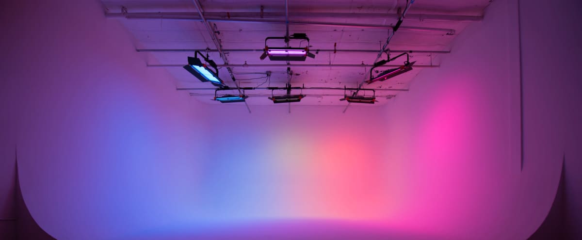 Big  3 wall Cyclorama with RGB color LED lights. Spacious Photo/Video Studio in Brooklyn Hero Image in East Williamsburg, Brooklyn, NY