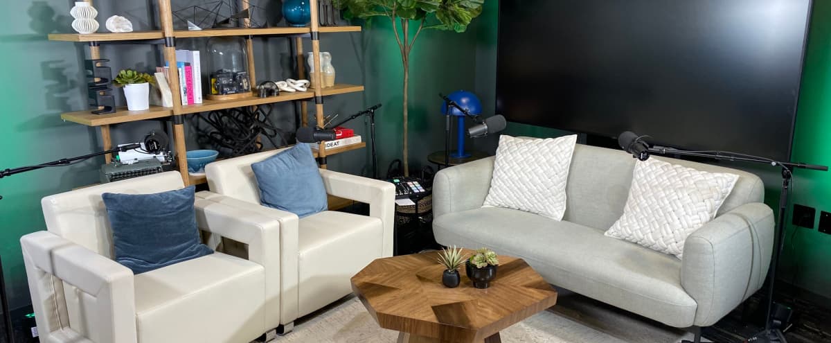 Soundproof Podcast Production Studio Free In House Equipment Multiple Cameras Colored Uplights 90 Tv Screen For Visuals Los Angeles Ca Production Peerspace Get analytics on your audience. soundproof podcast production studio free in house equipment multiple cameras colored uplights 90 tv screen for visuals