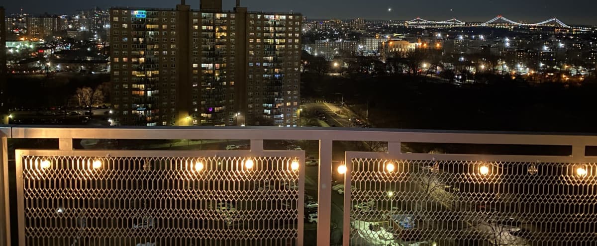 NYC Rustic Penthouse-Apartment with Balcony City View in Bronx Hero Image in Soundview, Bronx, NY