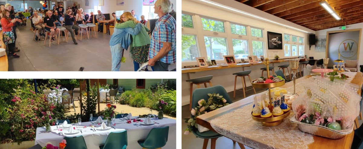 Modern, colorful, bright, industrial company event space in West Berkeley; Lush Garden, Kitchen in Berkeley Hero Image in Southwest Berkeley, Berkeley, CA
