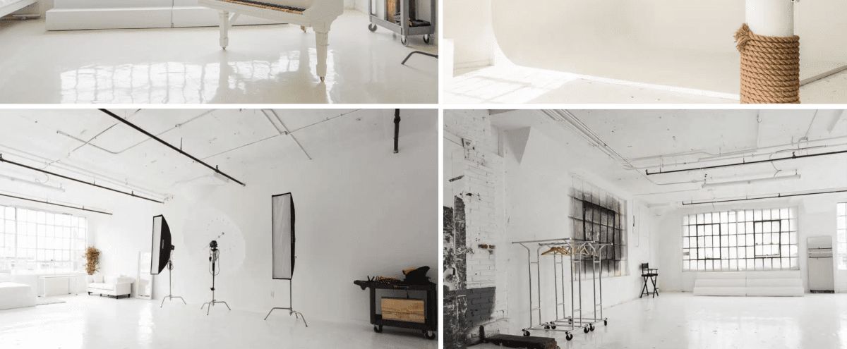 White Daylight Studio with Cyc wall, White Piano, large windows, White floors & Staircase  - Studio 1 in Long Island City Hero Image in Long Island City, Long Island City, NY