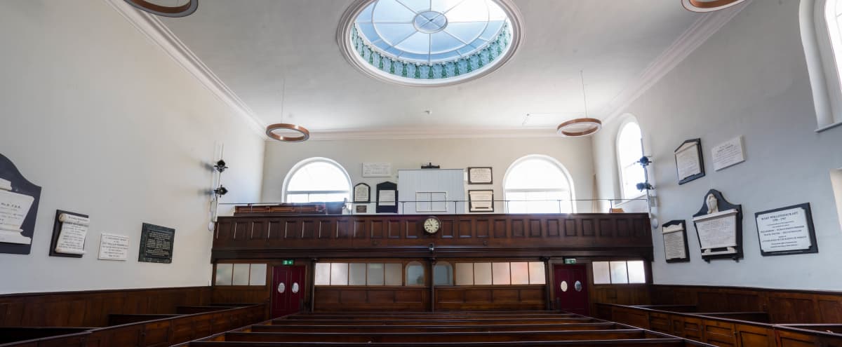 18th Century Renovated Chapel Hall Perfect for Photo Shoots and Filming in London Hero Image in Newington Green, London, 