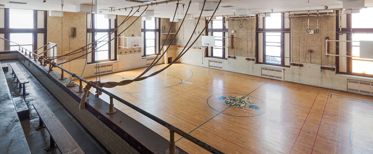 Old School Gym With Full Size Basketball Court Film Photo