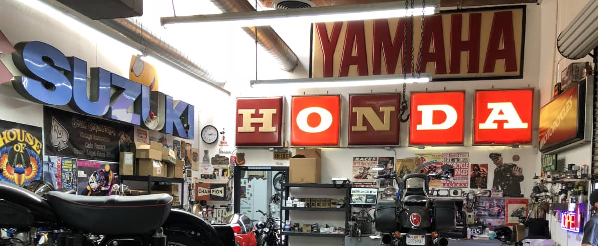 Working Motorcycle Shop With Tons Of Antiques And Memorabilia And A Speakeasy Signal Hill Ca Production Peerspace