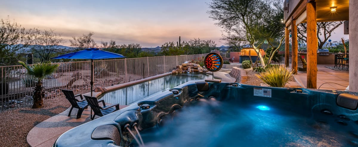 Secluded Desert Oasis For Film Photo Shoots 1 5 Acres With Sunset Views Pool Hot Tub Billiards Foosball Outdoor Bar Peoria Az Production Peerspace