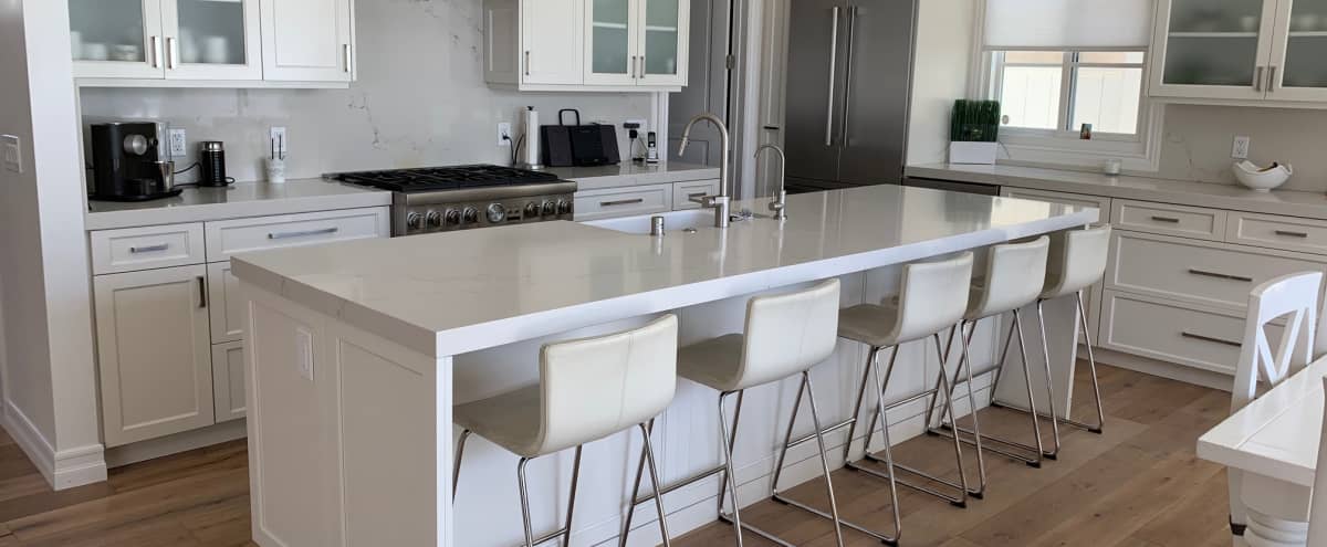 White Bright Kitchen with Large Island in Pacific Beach, San ...