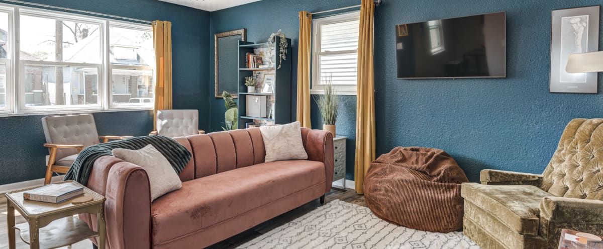 Blue Villa with Eclectic Decor and Comfortable Space in Indianapolis Hero Image in Fountain Square, Indianapolis, IN