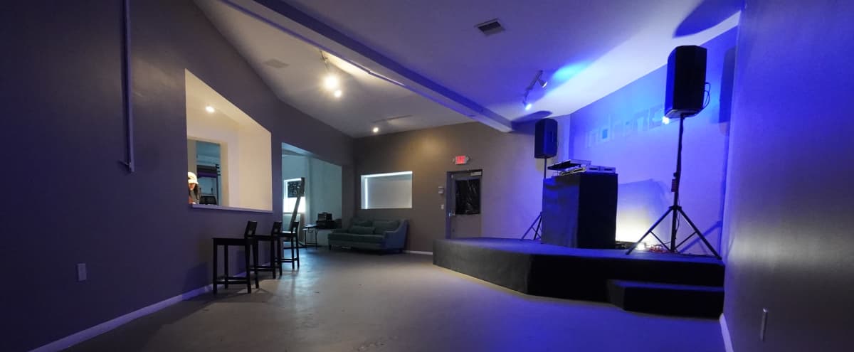 Event Space with DJ Equipment on site in Miami Hero Image in Little Haiti, Miami, FL
