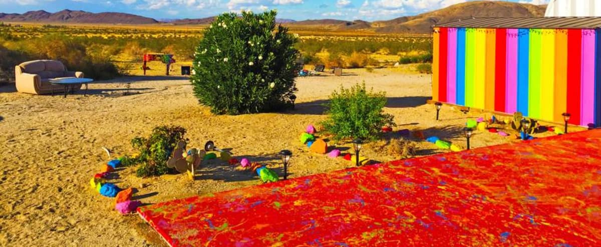 Psychedelic Rainbow Desert Ranch W Color Trip Trailer Joshua