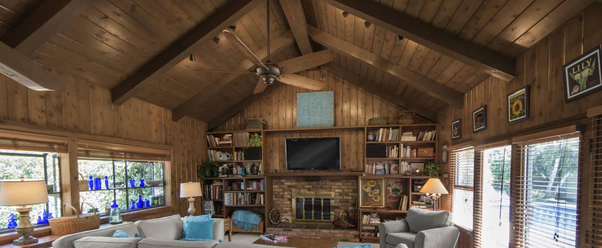 Rustic Cabin Room W Fireplace Vintage Bar Sherman Oaks Ca Production Peerspace