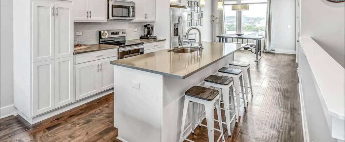 Open White Kitchen, Beautiful Floors, Light-filled Home in Nashville Hero Image in Katie Hill Neighborhood, Nashville, TN