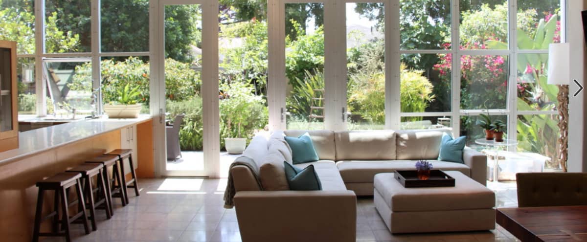 Modern Luxury Steel Window Wall Lush Garden Fountains La Ca
