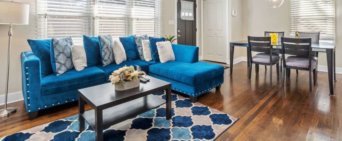 Luxury Home with the Blue Couch near Airport in atlanta Hero Image in Polar Rock, atlanta, GA