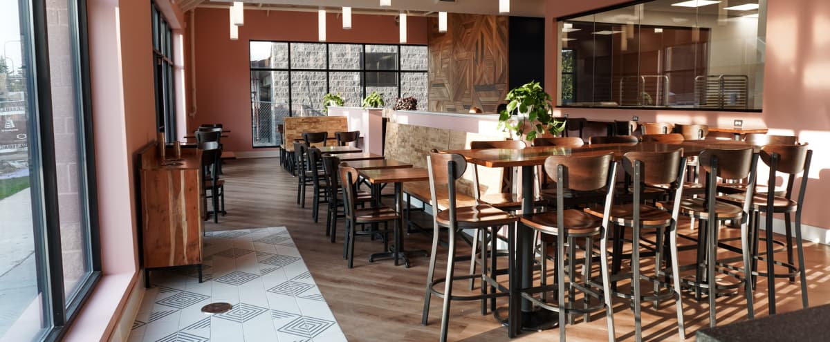 Restaurant Dining Room With Pastel Pink Walls Custom Wood Saint Paul Mn Event Peerspace