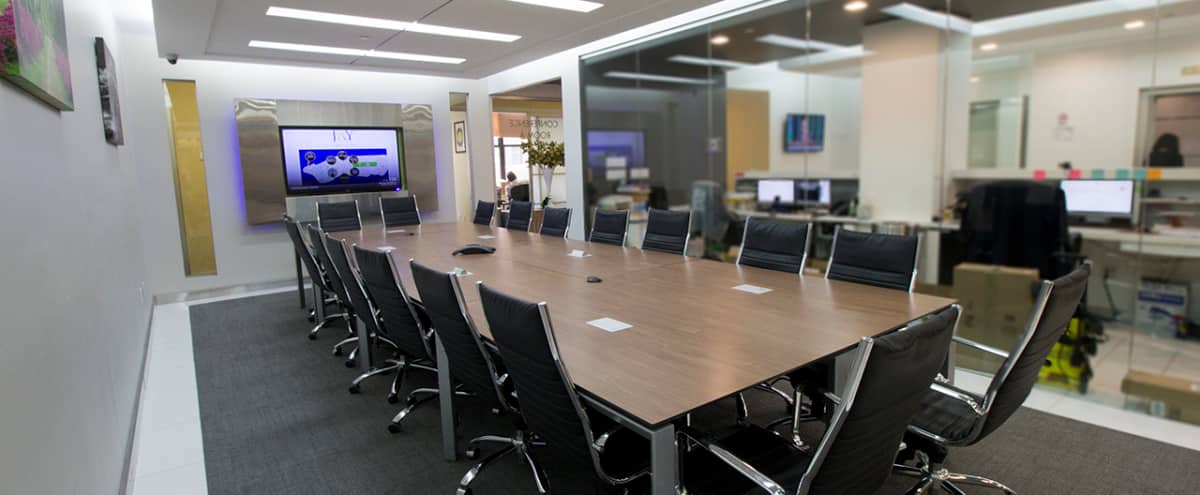 Large Glass Meeting Room for 18 - Meeting Room A - HS in New York Hero Image in Midtown Manhattan, New York, NY