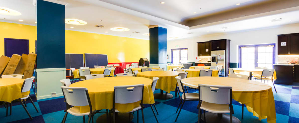 Colorful Event And Conference Space With Kitchen