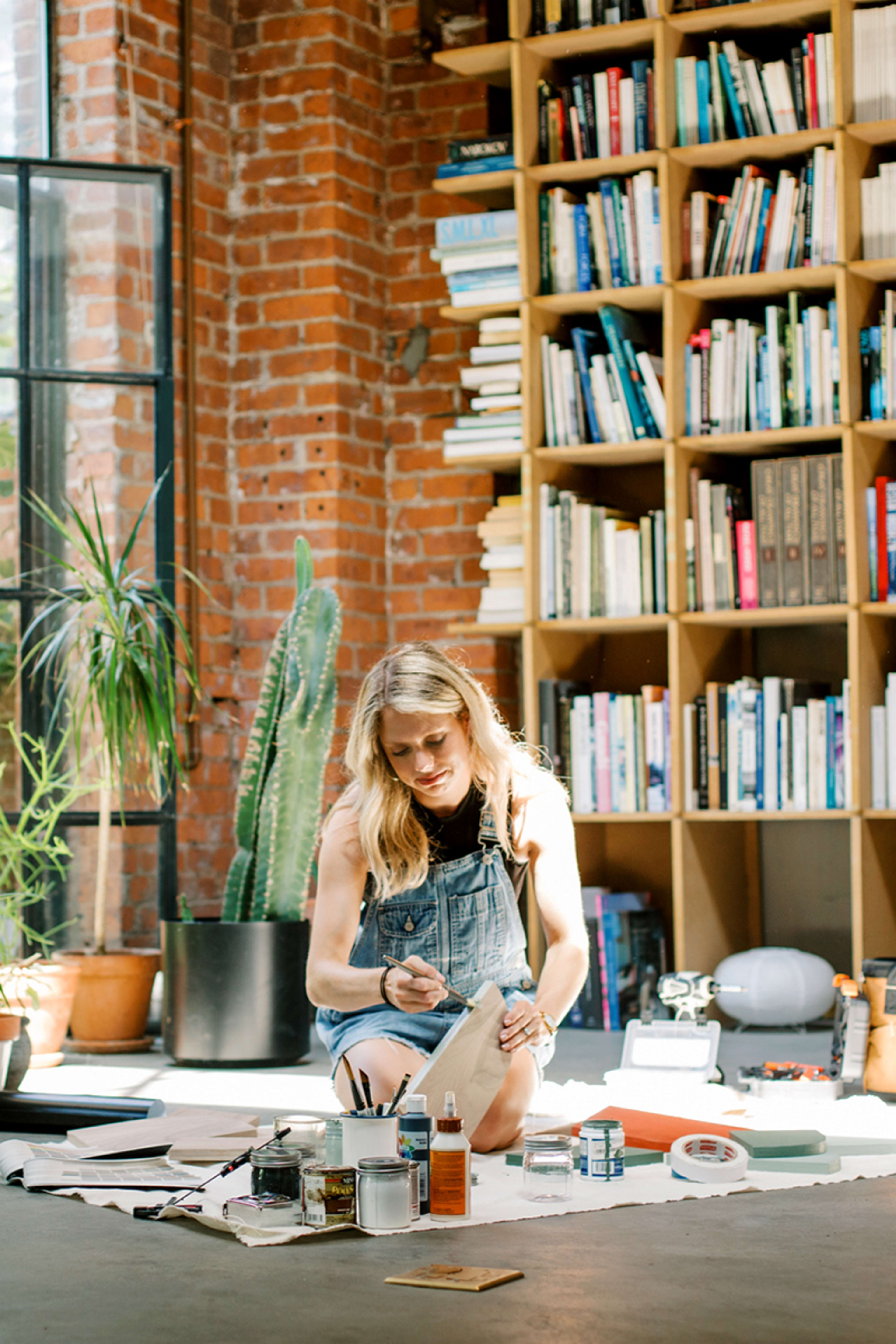 Pop up craft session in space with exposed brick
