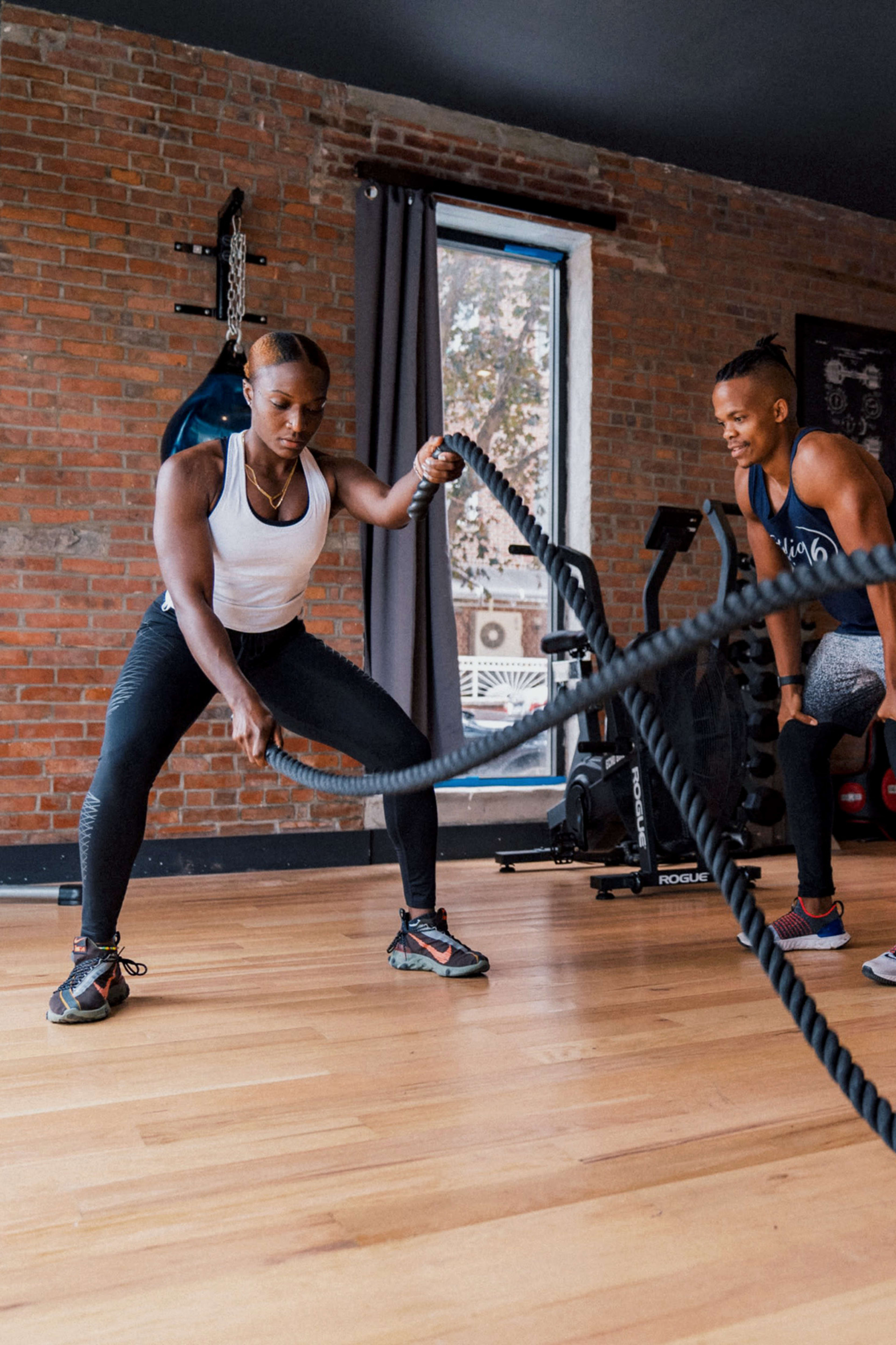 Workout session in warehouse space